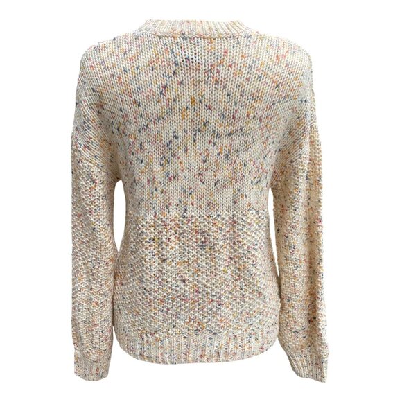 Gap Chunky Wool Rainbow Confetti Sweater Wm Sz M Pastel Mixed Stitch Feminine - Picture 7 of 11